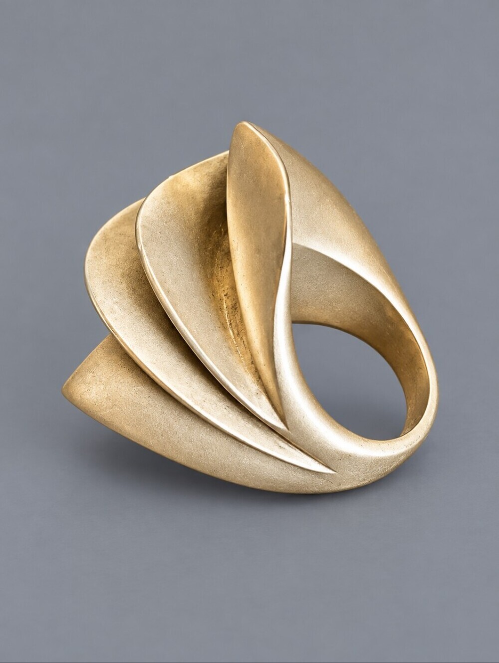 Vintage 18k Gold Electroplated Matte Contemporary Wave Ring 6.75